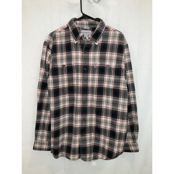 Carhartt Mens Relaxed Fit Plaid Flannel Shirt Size L Red/Black/White - Picture 1 of 4
